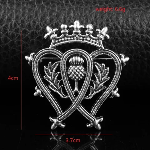 Outlander Inspired Vintage Ancient Silver Alloy Brooch Scottish Thistle Lion Sword Crown Heart Luckenbooth Jewelry Pin For Men Women