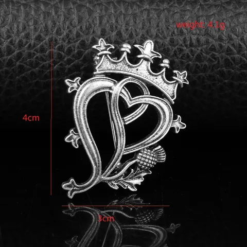 Outlander Inspired Vintage Ancient Silver Alloy Brooch Scottish Thistle Lion Sword Crown Heart Luckenbooth Jewelry Pin For Men Women