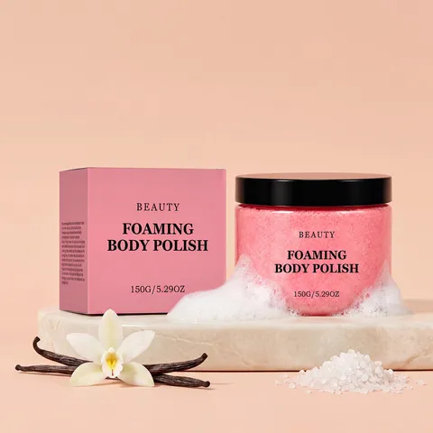 Vanilla Foaming Body Polish Exfoliating Body Scrub Pink Paste Smooth Skin Cleansing Spa Body Polish For Women Skin Care