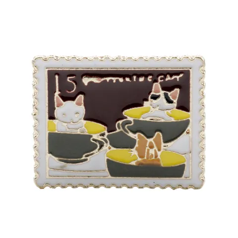 Cartoon Katze Kaffeetasse Briefmarke Emaille Brosche Pin Süße Briefmarke Katze Abzeichen Anstecknadel Schmuck Für Tasche Rucksack