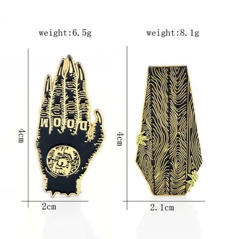 Halloween Gift Gothic Coffin Devil Monster Head Claw Enamel Brooch Pin Alloy Electroplated Badge For Clothing Backpack Accessories