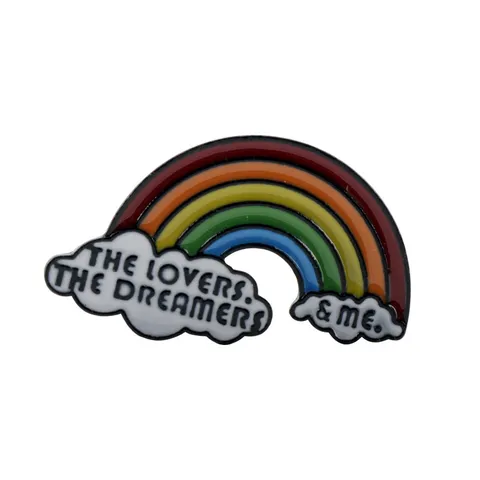 Creative Cartoon Rainbow Enamel Brooch Pin Alloy Multi Color Cloud Badge Follow Your Daydream Inspirational Quote Clothing Backpack Jewelry Pin Gift