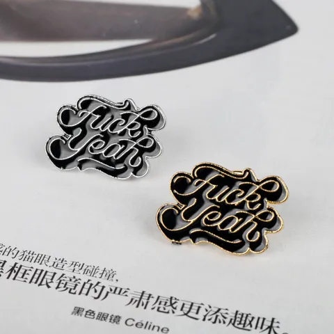 Funny Punk Enamel Pin Alloy Brooch Fuck Yeah Lettering Cloud Shape Badge For Backpack Hat Clothing Decoration Jewelry Gift
