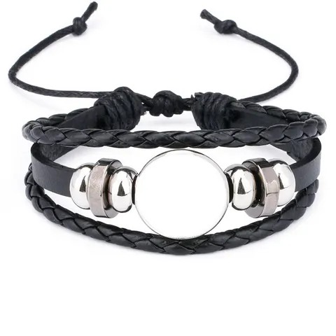 Multi-Layer Woven Leather Bracelet Blank Tray Time Gem Base DIY Handcrafted Wristband Jewelry For Women Men