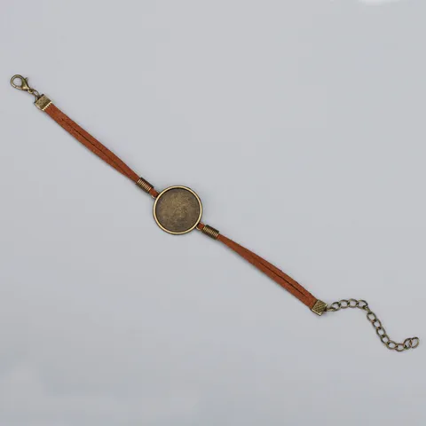 DIY Alloy Time Gemstone Bracelet Blank Base With Tray Korean Velvet Suede Cord Lobster Clasp Jewelry Making Findings