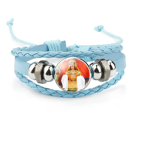 Kids Cartoon Leather Bracelet Alloy Glass Cabochon Jewelry Handmade Woven Bracelet