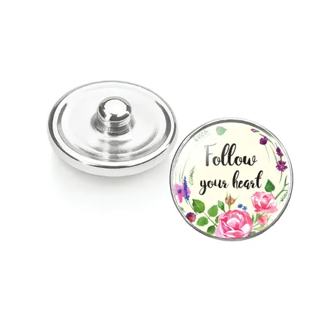 DIY Glas Druckknöpfe Auswechselbare Schmuckzubehör Gemischt Blumen Inspirierende Zitate Glas Cabochons Set