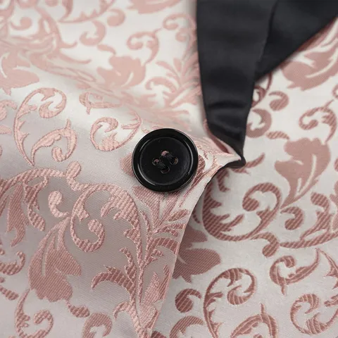 Men's Luxury Jacquard Slim Fit Suit Set Contrast Shawl Lapel Single Breasted One Button Jacket And Pants Banquet Formal Tuxedo