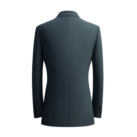 Men Slim Fit Double Breasted Suit Top And Bottom Peak Lapel Business Casual Wedding Formal Polyester Rayon Blazer Trousers