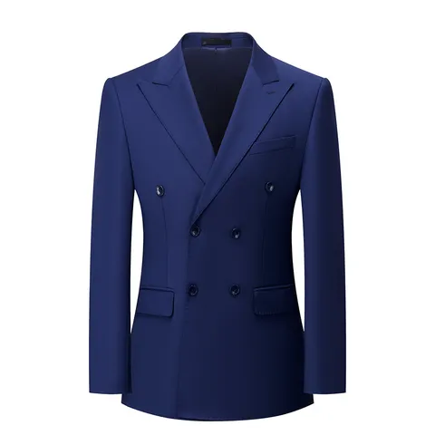 Men Slim Fit Double Breasted Suit Set Business Casual Viscose Blend Jacket And Pants For Wedding Party Formal Wear
