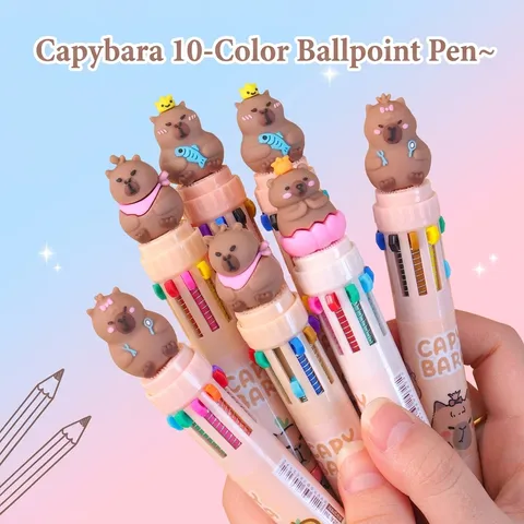 Simpatica Penna a Sfera Retrattile Capibara Multicolore Animali Cartoni Animati Decorazione 3D Penna per Scrittura Studenti Scuola Ufficio Cartoleria Regalo