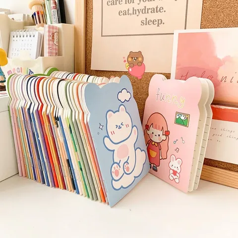 Mini Cuaderno con Forma de Animal de Dibujos Animados Portátil Manual del Estudiante Papelería Pequeño Bloc de Notas Regalo Escolar
