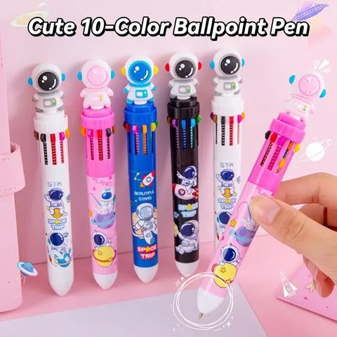 Penna a Sfera Retrattile Astronauta 10 Colori Tema Spaziale Penne Multicolore per Scuola Ufficio Bambini Studenti Regalo