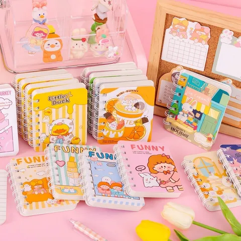 Cute Cartoon Animal Spiral Notebook Mini A7 Pocket Journal Diary Portable Memorandum Book Memo Pad For Students Daily Stationery Gift