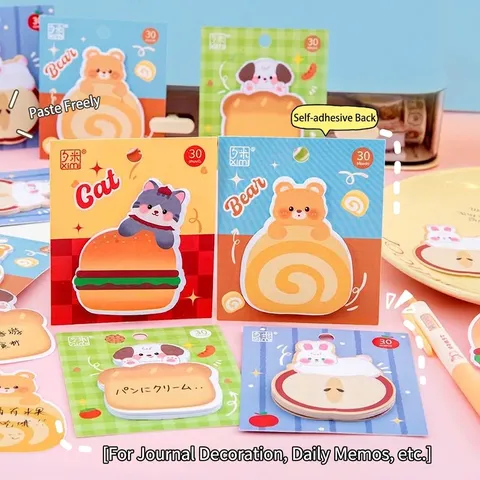 Notes Autocollantes Créatives en Forme d'Aliments et d'Animaux pour Planificateur Étudiant Manuel École Bureau