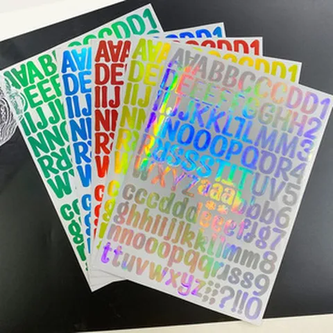 Holographic Laser Letter Number Stickers Waterproof Vinyl DIY Adhesive Decals For Mailbox Scrapbooking Craft Decoration