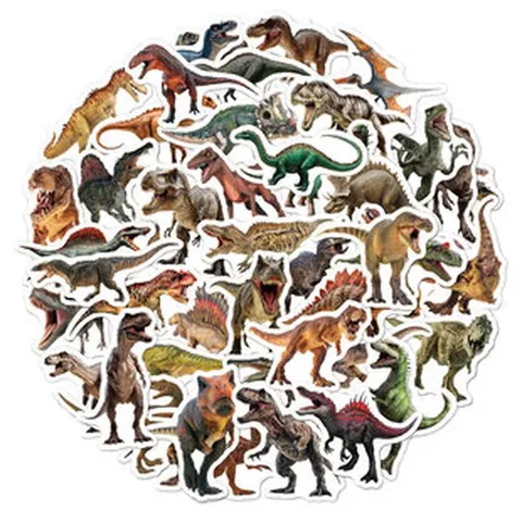 Jurassic Dinosaur Stickers Waterproof Cartoon Realistic Decals For Laptop Skateboard Luggage Kids Gift Dinosaur World Stickers