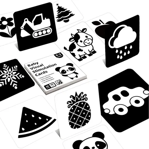 High Contrast Black and White Visual Stimulation Flash Cards for Newborns Early Education Sensory Training Baby Learning Development Toys