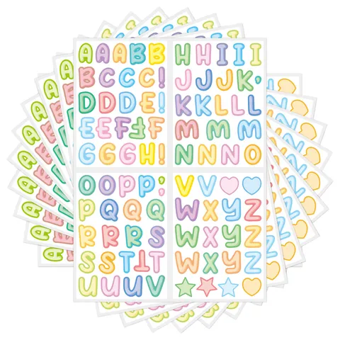 Cartoon Colorful Alphabet Stickers Waterproof Vinyl Name Labels For Kids Cups Lunchboxes Handbook DIY Scrapbook Lettering