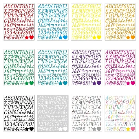 1 Inch German Handwriting Letter Stickers Waterproof Self-Adhesive Vinyl Number Stickers For DIY Cup Notebook Scrapbook Decoration