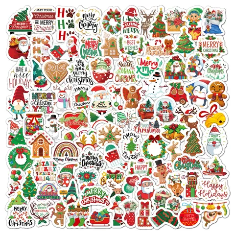 Cute Cartoon Christmas Stickers Waterproof Vinyl Decals For DIY Journal Laptop Gift Decoration Holiday Sticker Assortment Pack
