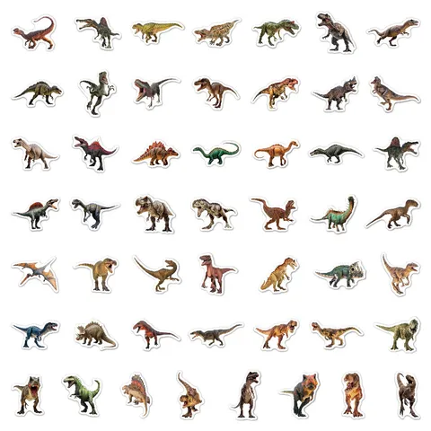 Jurassic Dinosaur Stickers Waterproof Cartoon Realistic Decals For Laptop Skateboard Luggage Kids Gift Dinosaur World Stickers