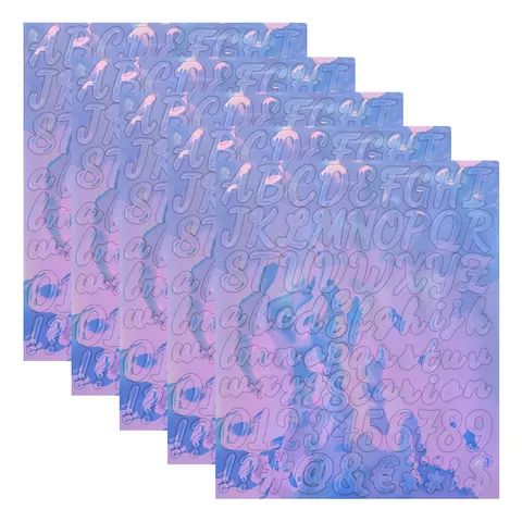 Metallic Holographic Alphabet Stickers Waterproof Vinyl Letter Number Decals For Laptop Mailbox DIY Decoration Stickers