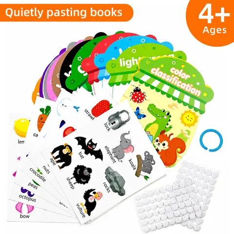 Educational Montessori Busy Book For Kids Toddler Color And Number Classification Quiet Book English Learning Sticker Book DIY Early Education Material Kit