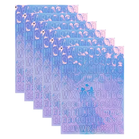 Holographic Alphabet Number Stickers Waterproof Metallic Vinyl Letter Stickers For Mailbox Water Bottles Decorative Self Adhesive