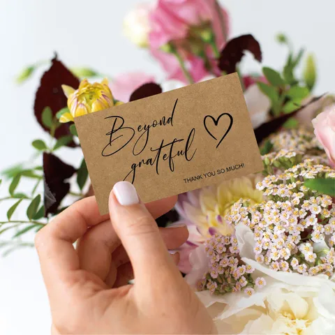 Vintage Kraft Paper Thank You Gift Tags Heart Printed Business Message Cards For Gift Packaging Holiday Decoration Wrap Labels