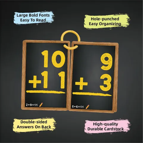Educational Math Flashcards For Kids Addition Subtraction Multiplication Division Flash Cards Elementary School Arithmetic Learning Cards With Rings