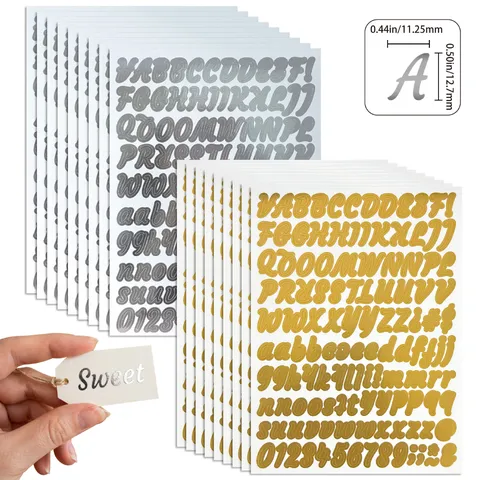 Waterproof Vinyl Alphabet Stickers Metallic Gold Silver Number Stickers For DIY Scrapbooking Decoration Labels