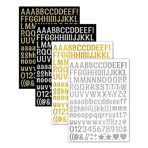 Glitter Gold Silver Alphabet Number Stickers Waterproof Vinyl Self Adhesive Letter Stickers For DIY Scrapbook Craft Decor