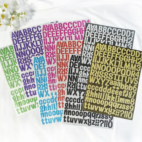 1 Inch Alphanumeric Glitter Stickers A4 Waterproof Self-Adhesive Letters Numbers Stickers For Party DIY Decoration Scrapbooking