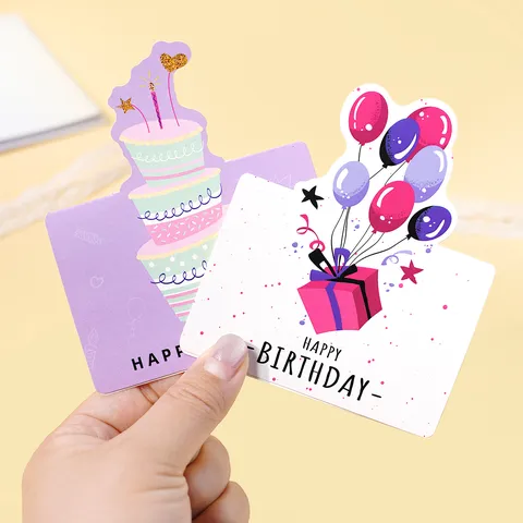 3D Pop-Up Birthday Cards Colorful Cartoon Panda Cake Balloon Greeting Cards For Kids Birthday Party Blessings Decorations