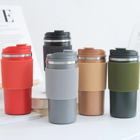Edelstahl Isolierkaffeebecher Mit Silikonhülle Reisetasse Vakuum Thermosbecher Für Auto Büro Zuhause