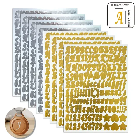 Metallic Gold Silver Alphabet Number Stickers Retro Letter Stickers For Wallet Electronics Scrapbooking DIY Decoration