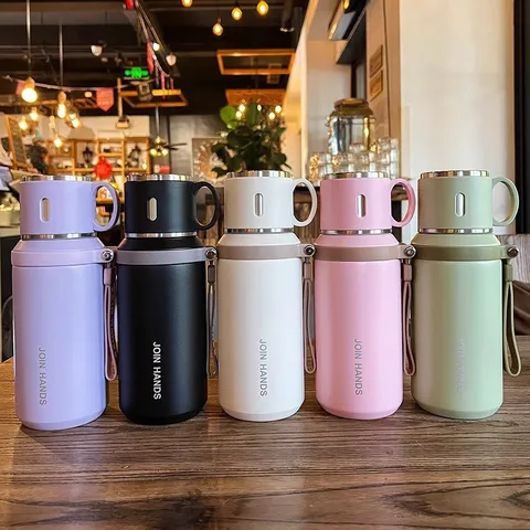 Ins Style 316 Stainless Steel Vacuum Insulated Water Bottle Large Capacity Portable Travel Mug With Tea Infuser And Carry Rope