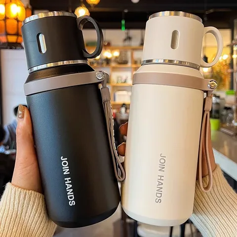 Ins Style 316 Stainless Steel Vacuum Insulated Water Bottle Large Capacity Portable Travel Mug With Tea Infuser And Carry Rope