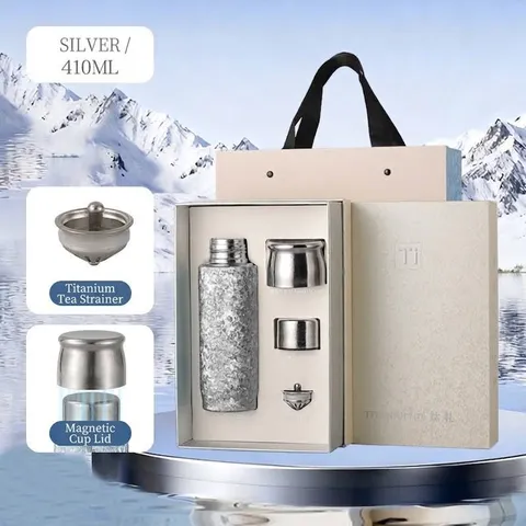 Reines Titan Thermoskanne Mit Magnetdeckel Tee Wasser Trennung Kristallisierte Textur Vakuumisolierung Business Geschenk Isolierbecher