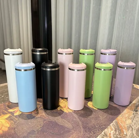 Insulated Coffee Cup Stainless Steel Vacuum Flask Car Friendly Portable Drinking Mug Sporty Water Bottle For Men Women Office Home