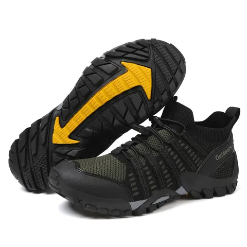 Unisex Outdoor Water Sports Shoes Breathable Mesh Quick Drying Hiking Shoes Quick Toggle Lacing Non Slip Rubber Sole Trekking Wading Sneakers For Fishing Camping