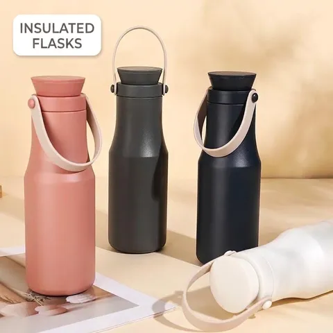 304 Stainless Steel Vacuum Insulated Bottle Portable Bowling Shape Sports Water Flask Leak-proof Matte Finish Thermal Cup For Car Outdoor Office