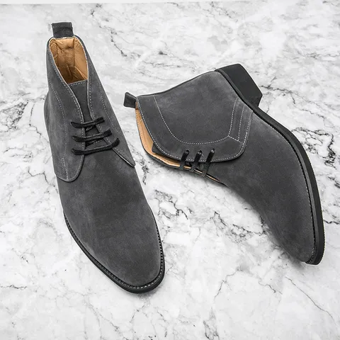 Botas Altas de Hombre Retro Británico Clásico en PU Lijado Chelsea Martin Botas con Cordones Antideslizantes Negocios Casual