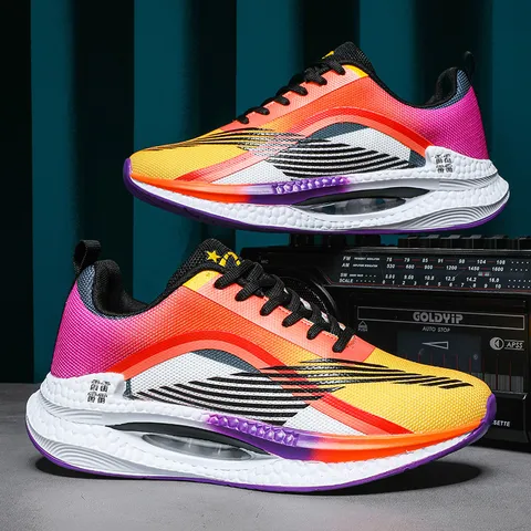 Lightweight Breathable Mesh Running Shoes For Men Women Gradient Color Air Cushion Sneakers Outdoor Casual Sports Walking Shoes