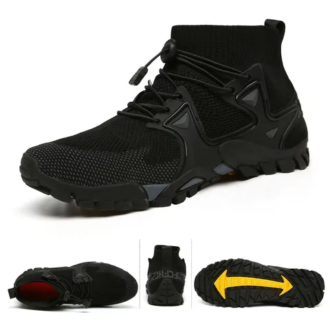 Men's Outdoor Hiking Trekking Shoes Breathable Quick Dry Water Shoes For Climbing Fishing Beach Non-slip Rubber Sole Mesh Sock-like Sneakers
