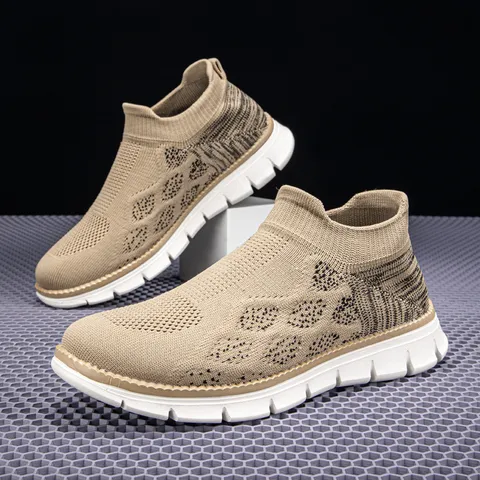 Heren Grote Maat Ademende Mesh Sneakers Outdoor Casual Instap Sportschoenen Lichtgewicht Antislip Fly-knit Hardloopschoenen Voor Dagelijks Wandelen