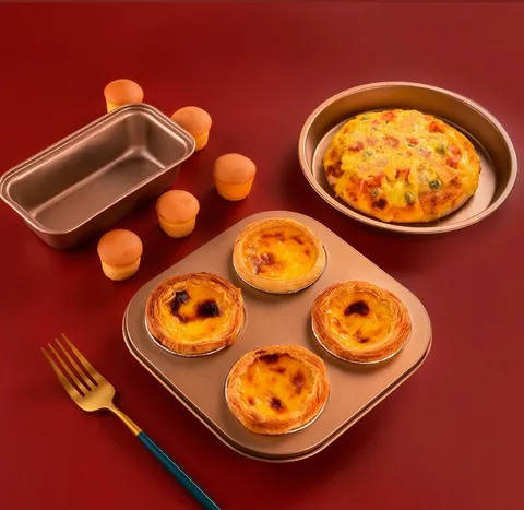 Juego de Herramientas para Hornear de Acero al Carbono Antiadherente Oro Molde para Pizza Molde para Pasteles para Horno