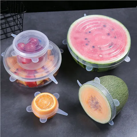 Universal Silicone Stretch Lids Reusable Food Cover For Bowls Containers Refrigerator Microwave Sealing Preservation Covers