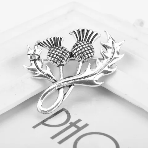 Vintage Antique Silver Scottish Thistle Brooch Outlander Inspired Alloy Floral Pin Jewelry Accessory For Unisex Gift